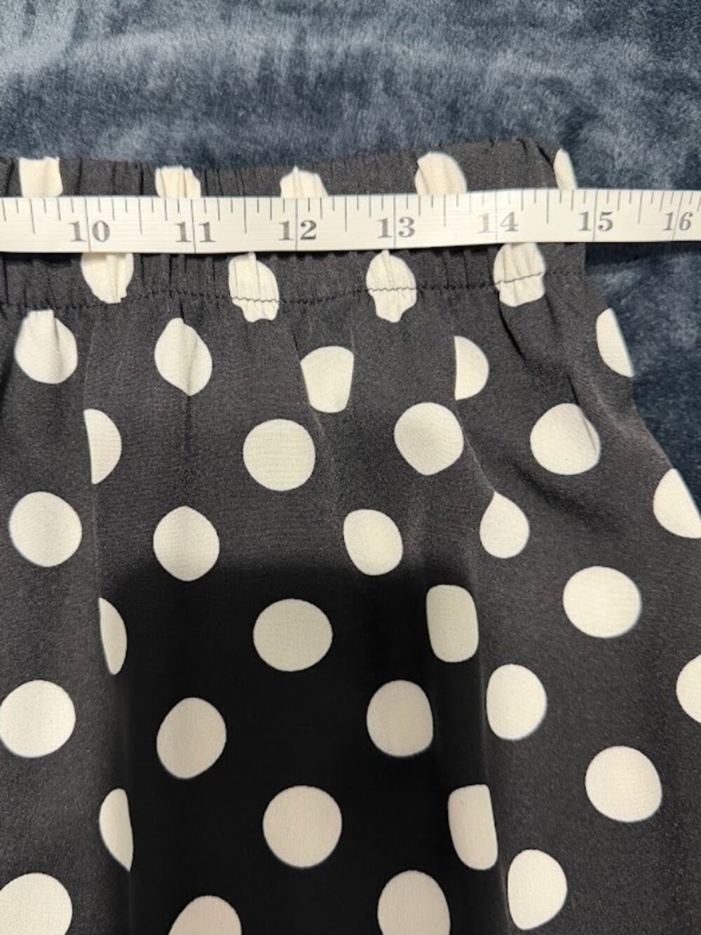 Black White Polka Dot Maxi Skirt Tiered Elastic Waist Boho Flowy Women L - Picture 5 of 6